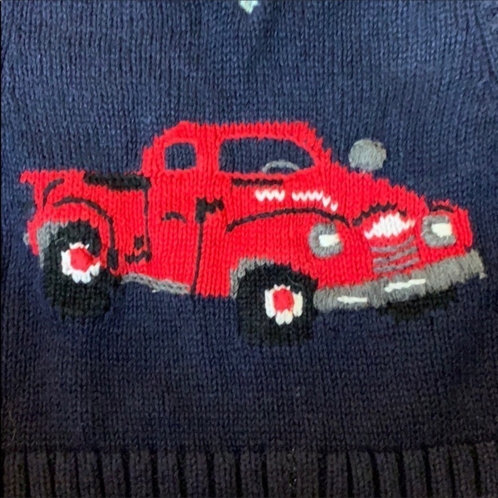 Hartstrings blue sweater vest with red truck Size 12 Months - Picture 4 of 5